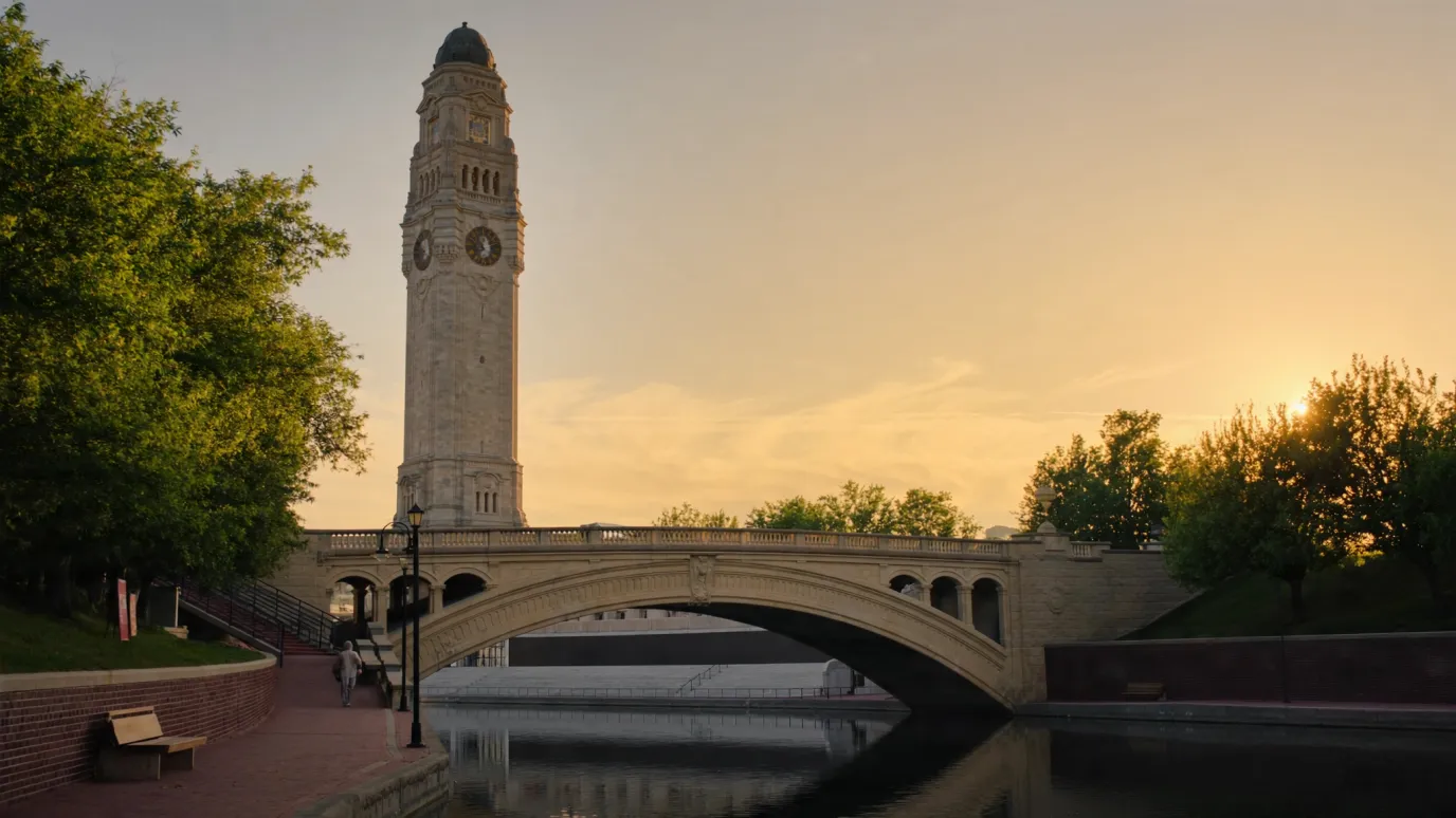 The Millennium Carillon and Riverwalk in Naperville, Illinois, where General Energy Corporation engineers commercial solar and battery storage